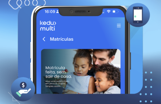 smartphone apresentando aplicativo kedu multi
