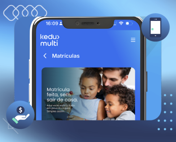 smartphone apresentando aplicativo kedu multi
